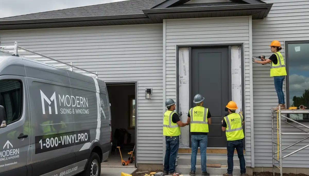 Professional door installation by vinyl-siding experts in Kansas City, MO home exterior