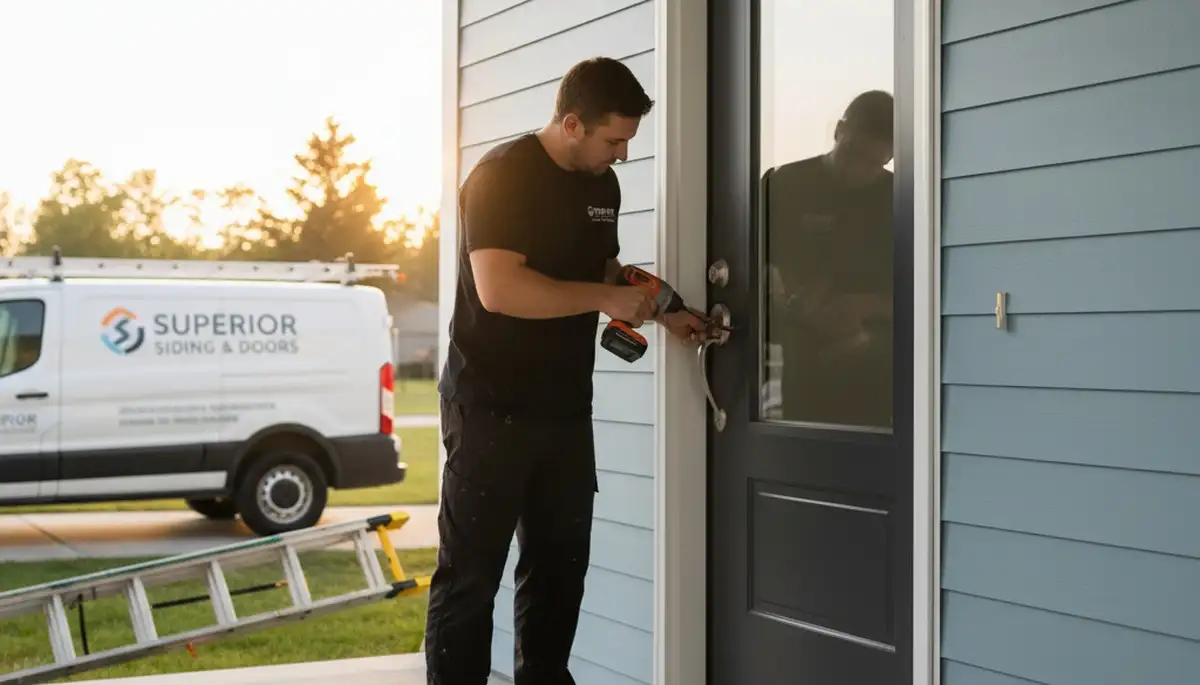 Professional door repair and vinyl siding service in Kansas City, MO by Next Level Exteriors