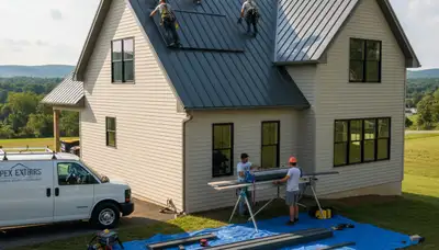 Metal roofing installation on Kansas City MO home by Next Level Exteriors roofing experts