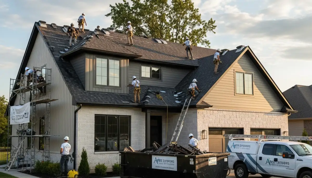 Vinyl siding and roof replacement project in Kansas City, MO by Next Level Exteriors