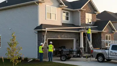 Seamless gutter installation on vinyl-sided home in Kansas City, MO by Next Level Exteriors