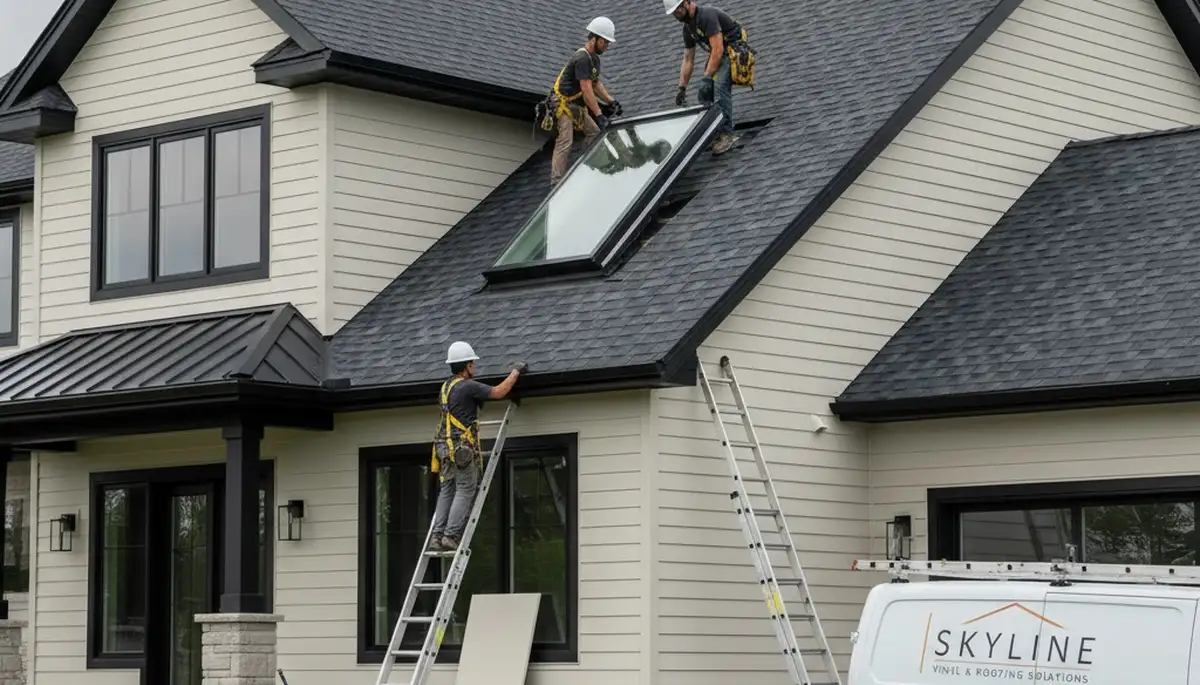Professional skylight installation on vinyl siding home in Kansas City, MO by Next Level Exteriors