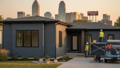 Vinyl siding installation on home exterior in Kansas City MO by local siding contractors