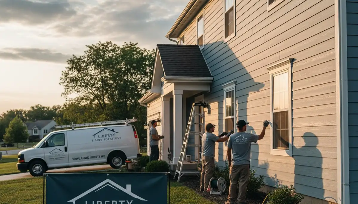 Professional vinyl siding installation on suburban home in Kansas City, MO