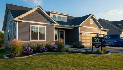 Vinyl siding installation on home exterior in Kansas City MO by local siding contractors