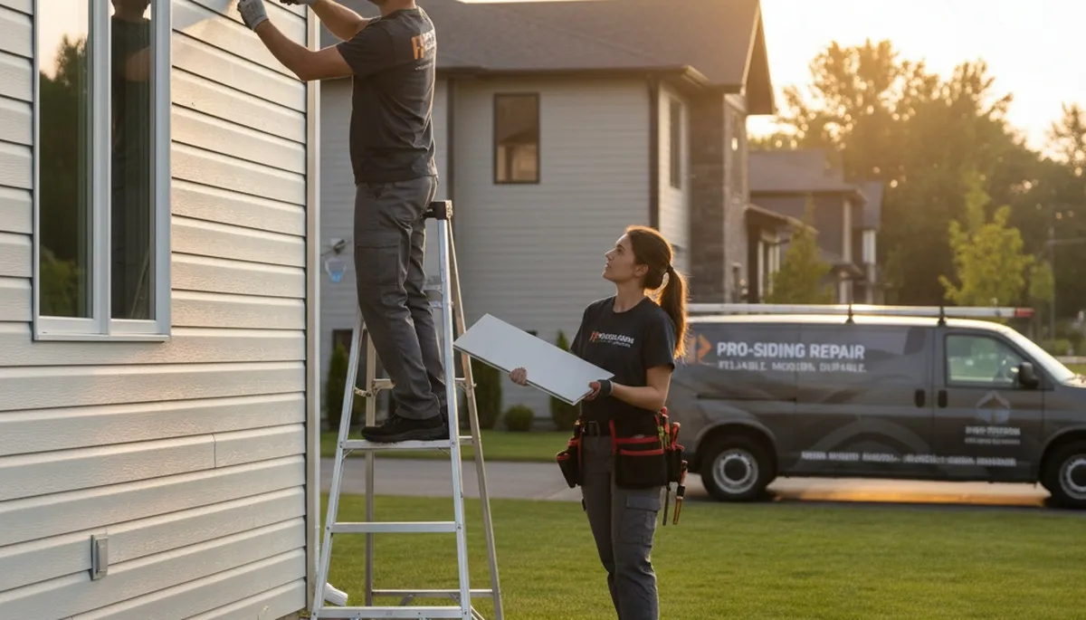 Vinyl siding repair on Kansas City, MO home by Next Level Exteriors after storm damage