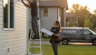 Vinyl siding repair on Kansas City, MO home by Next Level Exteriors after storm damage