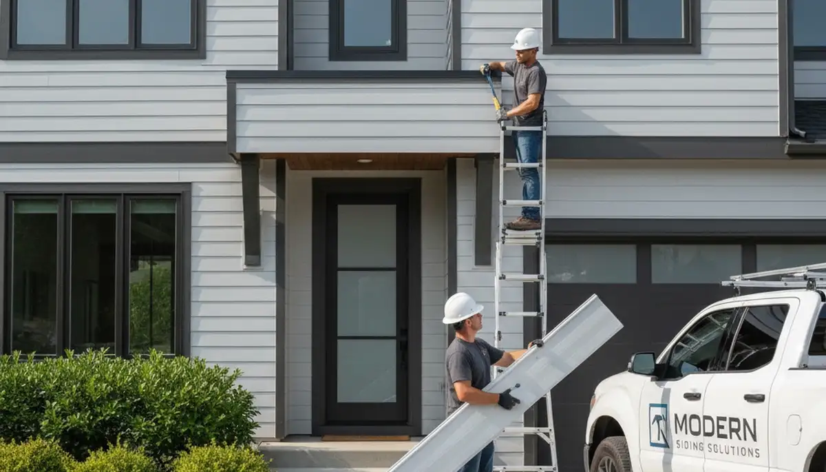 Vinyl siding repair on Kansas City, MO home exterior by Next Level Exteriors professionals