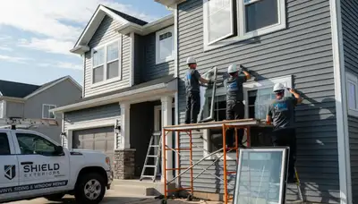 Vinyl siding and window repair experts in Kansas City, MO replacing damaged panels and seals